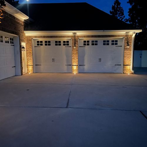 Garage Entry Landscape Lighting Installation by LKN Lights